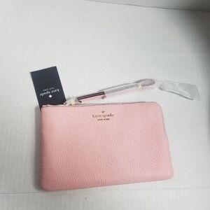 NWT KATE SPADE LEILA MEDIUM L-ZIP TEA ROSE WRISTLET
